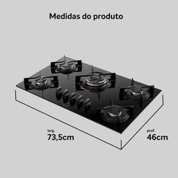Cooktop Atlas 5 Bocas Utop Tripla Chama Preto - Bivolt - 4