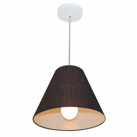 Lustre Pendente Cone Vivare Md-4028 Cúpula em Tecido 25/30x12cm - Bivolt - Preto - Bivolt