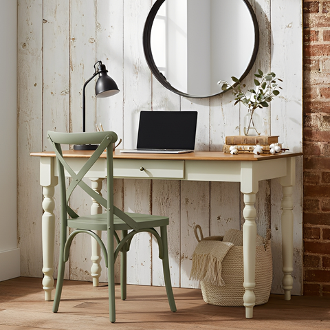 Aparador para Sala com 1 Gaveta e Pés Torneados - Verde Chá Laca com Tampo Imbuia Glazer