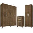 Ver imagem 1 de Kit Guarda Roupa Casal 6 Pts 2 Gavetas, Cômoda 5 Gvts e Multiuso Malbec