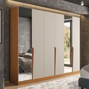 Ver imagem 1 de Guarda-roupa Casal Porto 6 Portas 4 Gavetas com Espelho Freijó/creme - Politorno