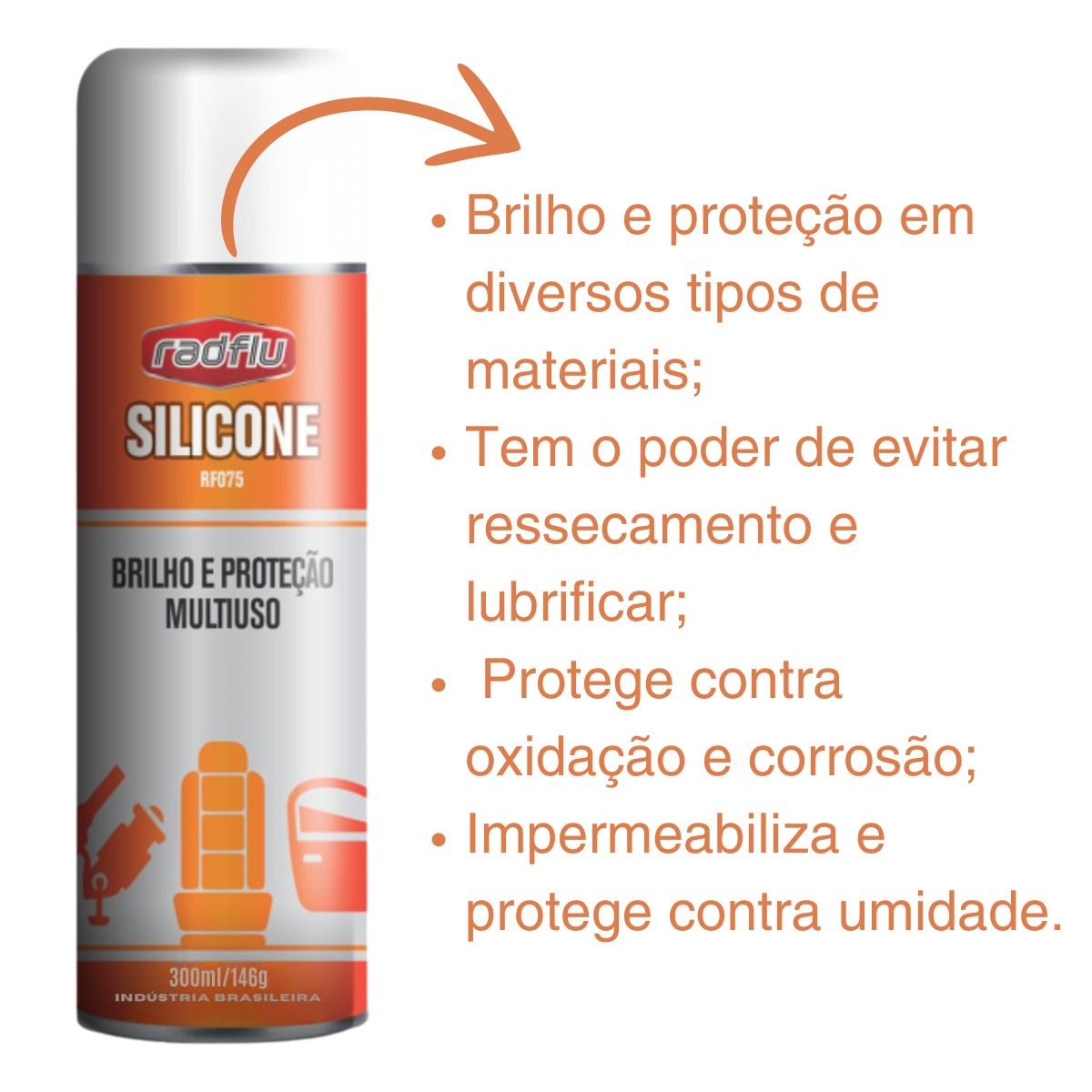 Silicone Líquido Multiuso Spray Proteção Brilho Renova 300ml - 6