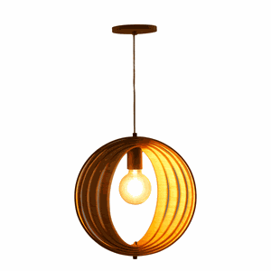 Lustre Pendente Madeira Faces 35cm Adrilustres Freijó