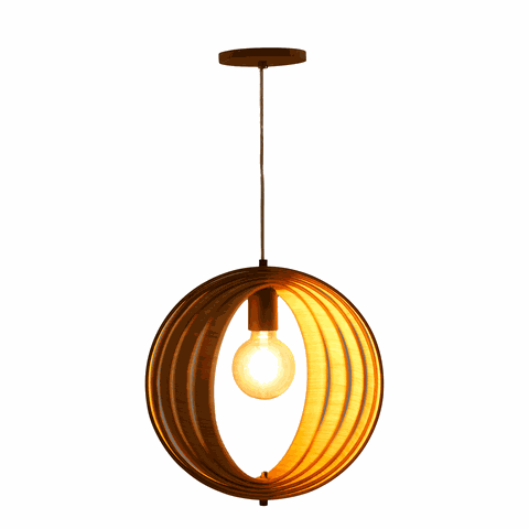 Lustre Pendente Madeira Faces 35cm Adrilustres Freijó