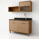 Ver imagem 5 de Conjunto Armários Modular para Lavanderia Balcão 120cm + Aéreos 160cm Armazenamento Mdf Multiuso:con