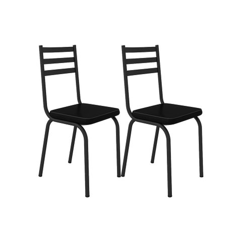 Kit com 02 Cadeiras 118 Preta Corino Preto Artefamol