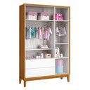 Ver imagem 3 de Guarda Roupa Infantil 3 Portas Classic Branco/Savana com Pés Amadeirado - Reller Móveis