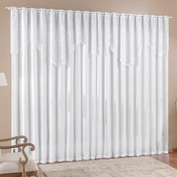 Cortina 3,00 X 2,50 Renda E Branca - 1