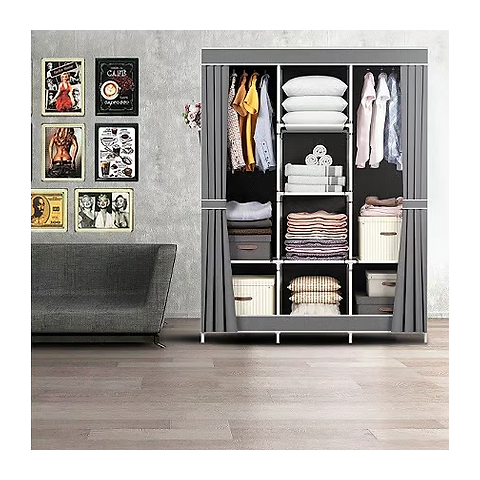 Guarda Roupa Portátil 2 Portas Cor Cinza