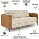 Ver imagem 4 de Sofá 3 Lugares Sala Living Industrial 180cm Senna K01 Couríssimo Whisky Linho Champanhe - Lyam Decor