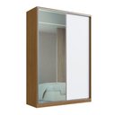 Ver imagem 1 de Guarda Roupa Solteiro 2 Portas de Correr Freijó Natural Branco Espelho 165x59,8x235cm Rc2002