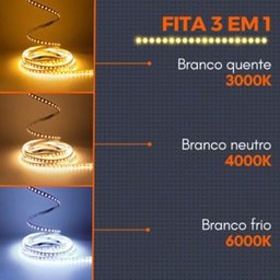 Fita de Led 10m Direta na Tomada 192 Leds/m Ip44 3 em 1 - Iluminação Prática - 8