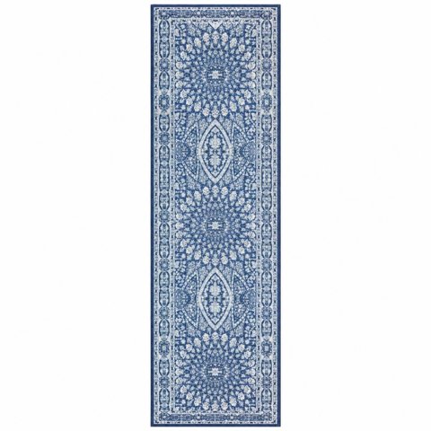 Passadeira Sala Antiderrapante Classico Persa Belga Domani:Gardenia Azul/0,50x1,80m