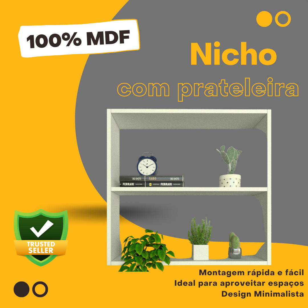 Nicho P15cm Minimalista Branco Mdf Organizador Cozinha - Rufatto Decorações - 4