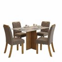 Ver imagem 4 de Conjunto Sala de Jantar Layla Max 4 Lugares Tampo MDF Cadeiras Suede Amêndoa 120cm Casa 812