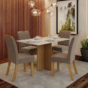Ver imagem 1 de Conjunto Sala de Jantar Layla Max 4 Lugares Tampo MDF Cadeiras Suede Amêndoa 120cm Casa 812