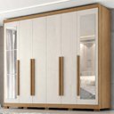 Ver imagem 2 de Guarda Roupa Casal 6 Portas com Espelho MDF Platina 236 cm Cinamomo Areia Zanz