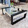 Mesa de Centro Espelhada Istambul MD Demoglass Pes Preto C120 X A30 X L80 - 2
