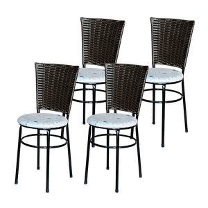 Conjunto 4 Cadeiras Preta para Cozinha Hawai Café com Assento Estampado:floral Areia