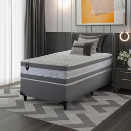 Conjunto Cama Box Solteirão c/ Molas Ensacadas Alpine Cinza 96x203x65  - 2