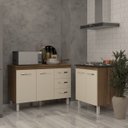 Ver imagem 3 de Balcão Para Cooktop 5 Bocas Fran e Armário Bruna 118 cm Cozinha Gabinete Savana Off White com Tampo 
