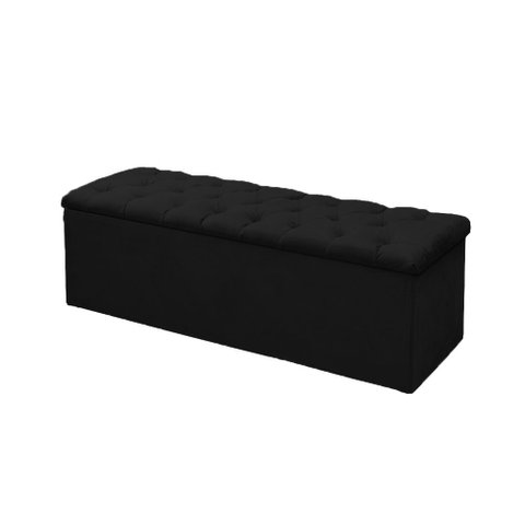 Calçadeira Baú P/ Box King 195cm Sofia c/ Capitonê Corano Preto - LM DECOR
