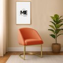 Ver imagem 1 de Banqueta Poltrona Lua Penteadeira e Salão com Base Metálica:terra Cota