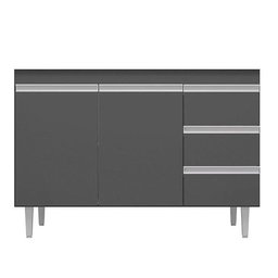 Balcão Gabinete para Cozinha Andréia 100cm 2 Portas 3 Gavetas:cinza - 1