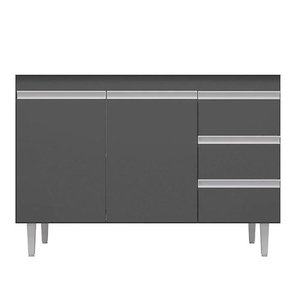 Balcão Gabinete para Cozinha Andréia 100cm 2 Portas 3 Gavetas:cinza