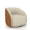 Ver imagem 1 de Poltrona Decorativa Jenny Base Giratória em Metal Preto Bouclê Off White/caramelo G45 - Gran Belo
