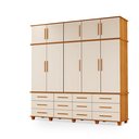 Ver imagem 2 de Guarda Roupas Berlim 100% Mdf C/ 10 Portas 12 Gavetas Pés Madeira - Luapa - Freijó/off