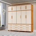 Ver imagem 1 de Guarda Roupas Berlim 100% Mdf C/ 10 Portas 12 Gavetas Pés Madeira - Luapa - Freijó/off