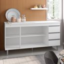 Ver imagem 2 de Balcão Gabinete de Cozinha 1.60m S/ Tampo Emma 3 Gavetas 3 Portas Branco