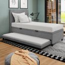 Ver imagem 1 de Base Cama Box Baú Solteirão com Cama Auxiliar Veludo Cinza Skybox