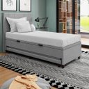 Ver imagem 3 de Base Cama Box Baú Solteirão com Cama Auxiliar Veludo Cinza Skybox