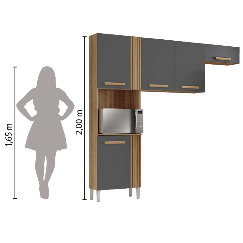 Armário de Cozinha Compacta 3 Peças 5 Portas Luísa Ripado / Grafite - 6