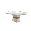 Ver imagem 4 de Mesa para Sala de Jantar 120cm Tampo MDF Canto Reto Clarice Yescasa Bege/Off White/Imbuia