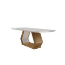 Ver imagem 1 de Mesa 180cm Tampo MDF Canto Reto Rubi Marrom/Imbuia/Off White