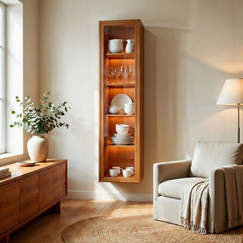 Cristaleira Suspensa com Led 100% Mdf Zeus