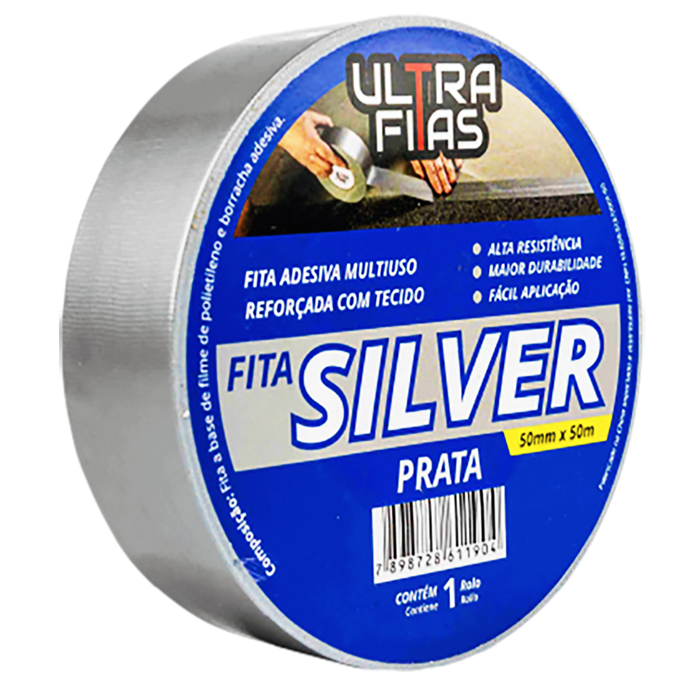 Fita Adesiva Multiuso Silver Tape 50 Mm X 50 Metros - Cinza - 1