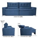 Ver imagem 2 de Sofá Retrátil e Reclinável 2,30m Cama Inbox Belém Tecido Velusoft Azul