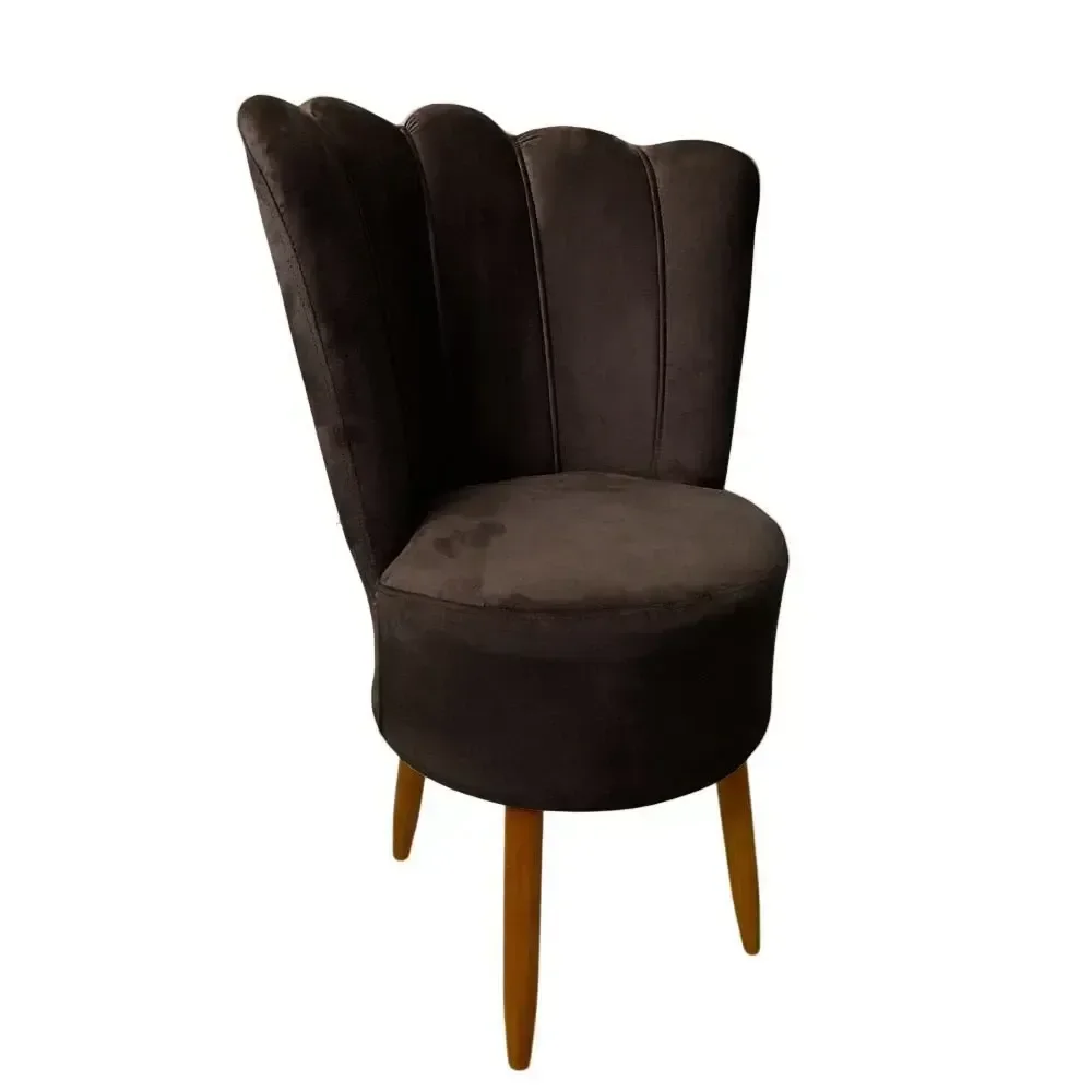 Cadeira Poltrona Decorativa Pétala Veludo Luxo Premium Pés Retrô Palito Sala Quarto e Penteadeira:ma