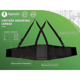 CINTA LOMBAR ERGONÔMICA COM SUSPENSÓRIO BELT DIGITADOR C-950 - M - 4