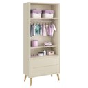 Ver imagem 4 de Jogo de Quarto Infantil Theo Guarda Roupa 2 Portas e Cômoda 3 Gavetas Areia Fosco com Pés Madeira