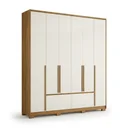 Ver imagem 2 de Guarda-Roupa Casal 6 Portas 4 Gavetas com Pés Denver Freijo e Off White