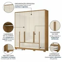 Ver imagem 4 de Guarda-Roupa Casal 6 Portas 4 Gavetas com Pés Denver Freijo e Off White