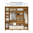 Ver imagem 5 de Guarda-Roupa Casal 6 Portas 4 Gavetas com Pés Denver Freijo e Off White