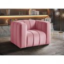 Ver imagem 2 de Poltrona Mona Suede Encosto Alto Espuma D28 Rosa 280 Bella Decor