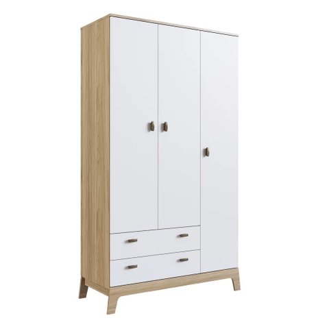 Guarda Roupa Infantil 108cm 3 Portas 2 Gavetas Favo de Mel 006 Itapuã/Branco - Completa Móveis COMPL