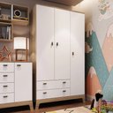 Ver imagem 2 de Guarda Roupa Infantil 108cm 3 Portas 2 Gavetas Favo de Mel 006 Itapuã/Branco - Completa Móveis COMPL